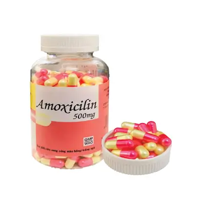 Thuốc Amoxicilin 500mg Tipharco điều trị nhiễm khuẩn (C/200V) (viên nang cứng màu hồng/trắng ngà)